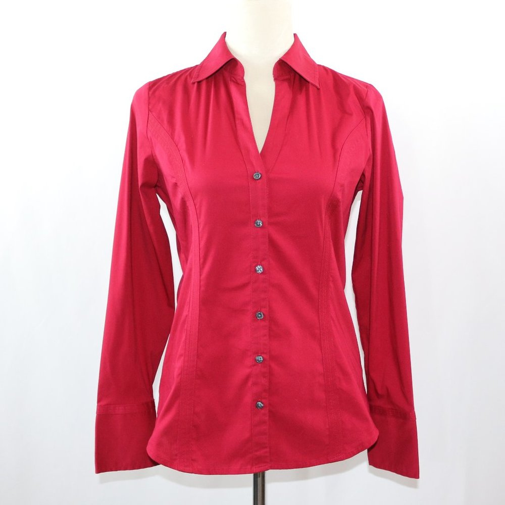 Express Essential Stretch Button Down Shirt - Wine - Size Small - EUC!!